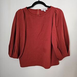 Green Envelope Blouse Red Crewneck Business Casual Fall Winter Solid Trendy